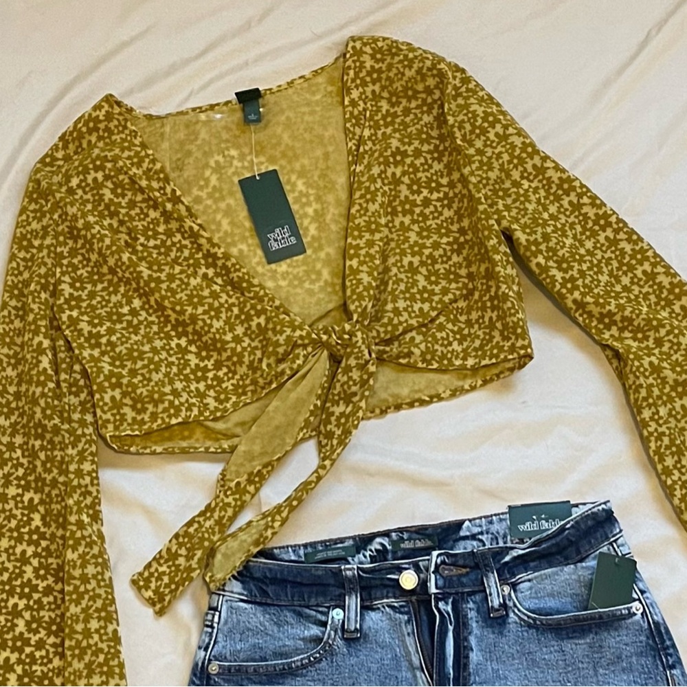 SOLD. Mustard Tie Top
